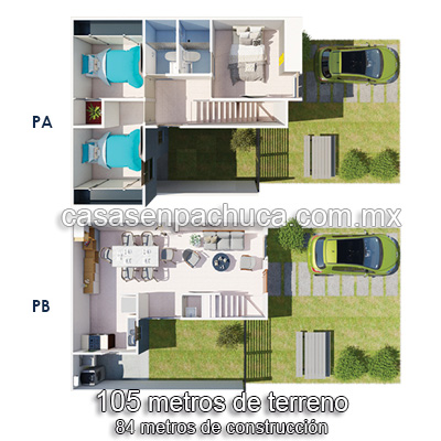 catálogo de casas infonavit en venta 2 pisos 3 recámaras pachuca cerca ciudad de méxico y estado de méxico plano